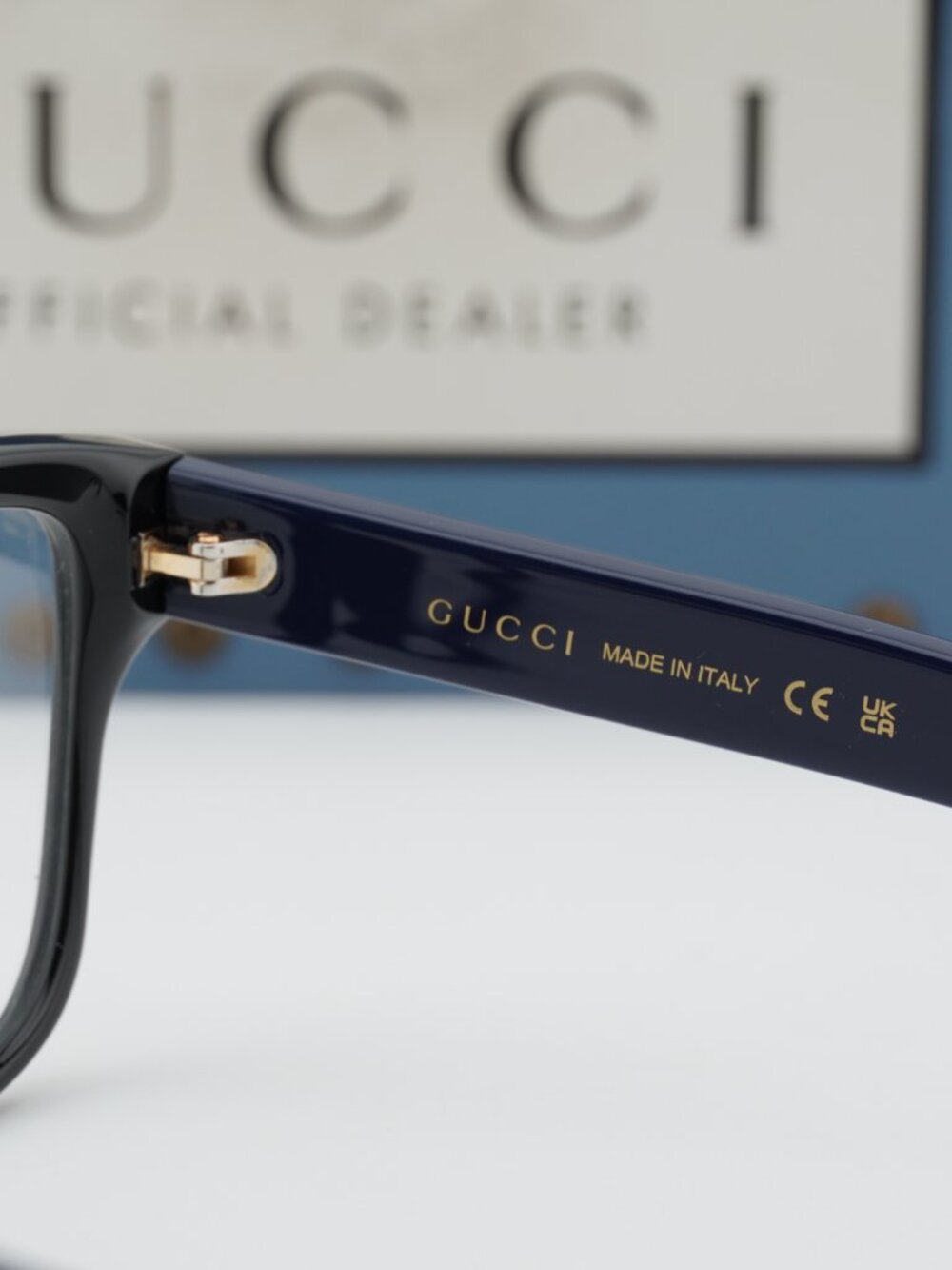 Gucci GG1340O 010 Square Eyeglasses - Shiny Black/Blue 54mm - Picture 6 of 10